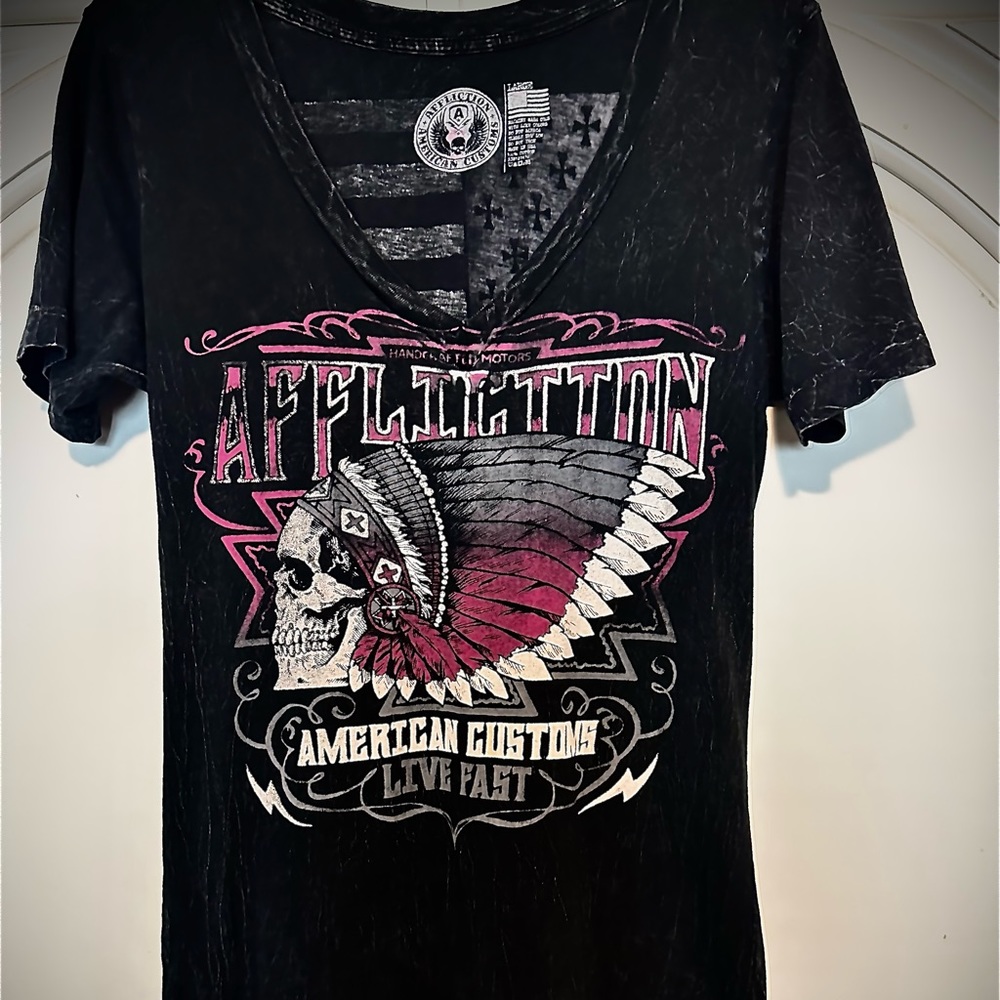 Affliction Indian Head Woman’s Top Size L